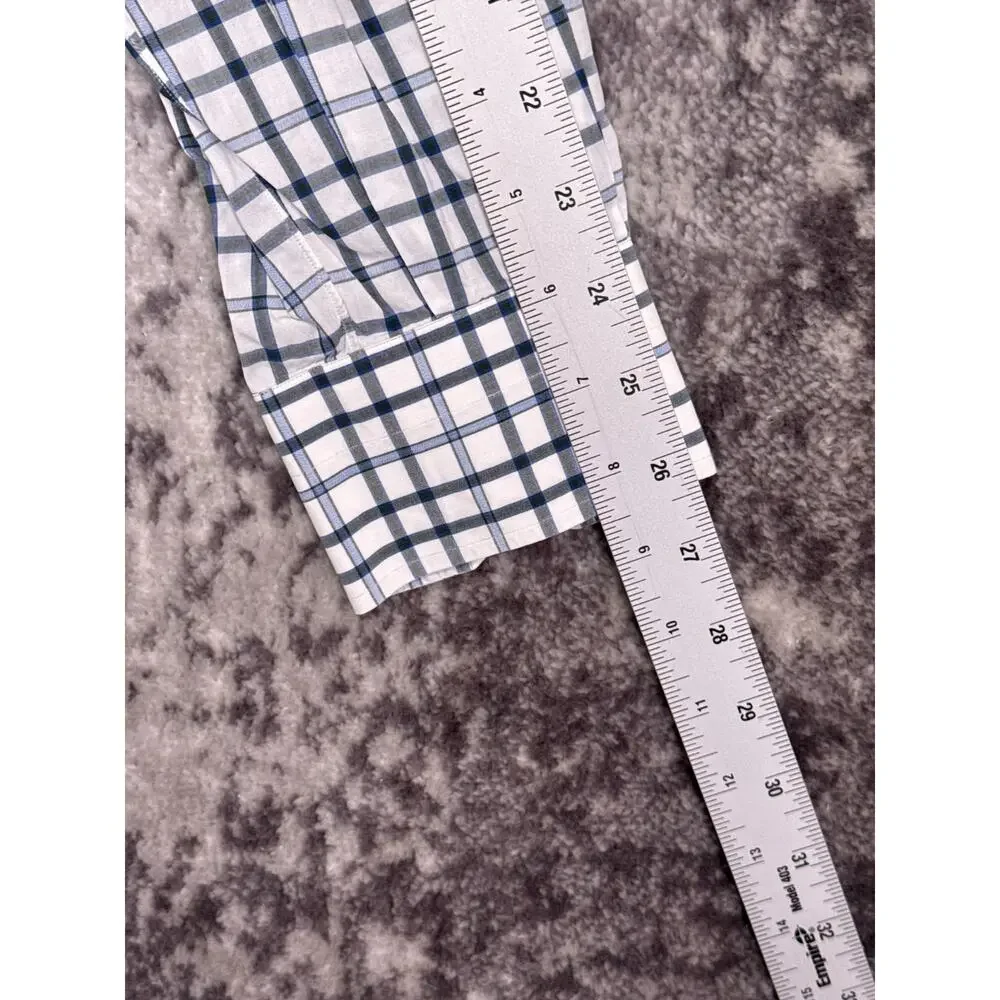 ISAIA Dress Shirt 17 / 43 Mens White & Gray Windowpane Check